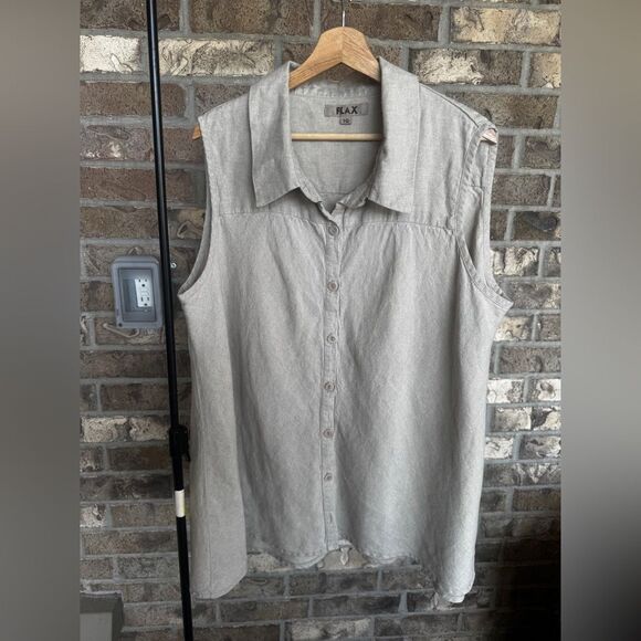 Flax Skyline Blouse - Sleeveless Linen Blouse Size 1G - Picture 3 of 10